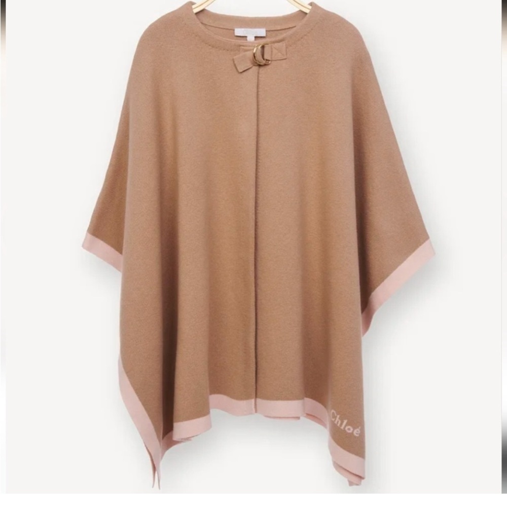 CHLOÉ
Kids Stone Cotton And Wool Cape With Buckle - Picture 2 of 16